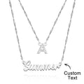 Double Chain Name Necklace Layered Necklace Custom Gold Initial Necklace, Personalized Letter Name Necklace Gift for Her