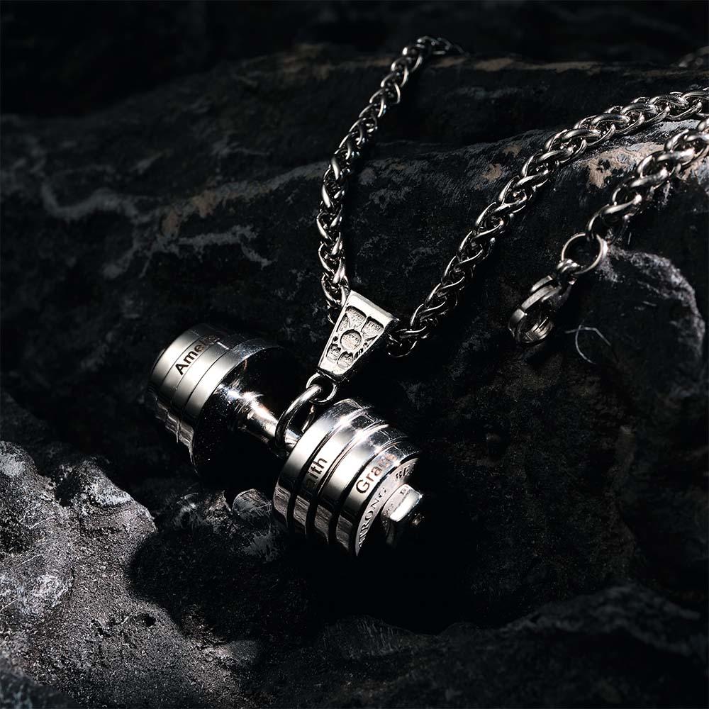 Personalized DAD Dumbbell Charm Necklace Fashionable Pendant Father's Day Gift