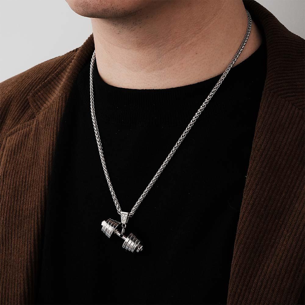 Personalized DAD Dumbbell Charm Necklace Fashionable Pendant Father's Day Gift