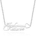 Personalized Name Necklace with Two Love Hearts Wedding Gift for Bride