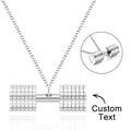 Engraved Weightlifting Small Barbell Necklace Hip Hop Fitness Lifting Necklace for Men Women