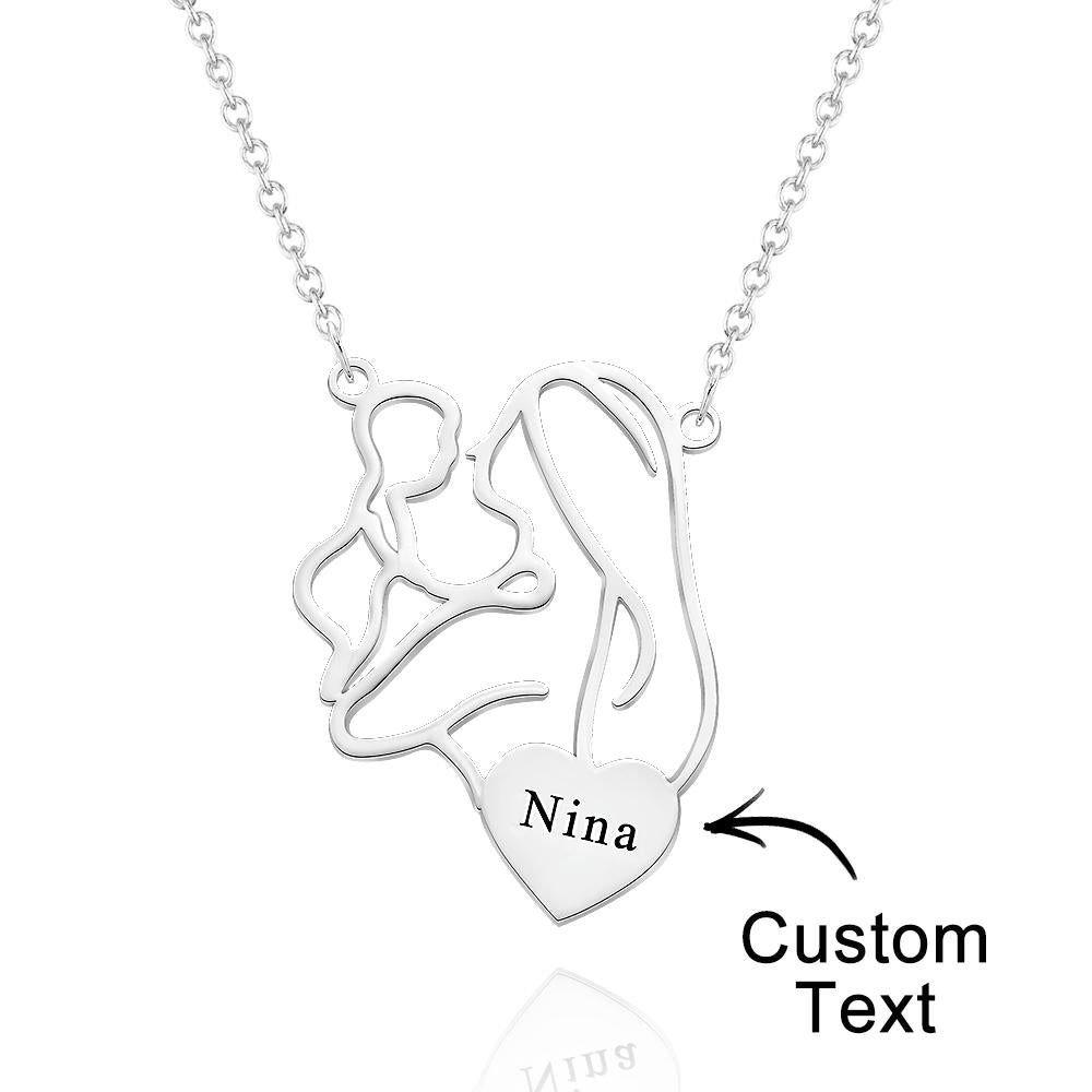 Engraved Mom Baby Necklace Personalized Mommy Necklace Family Jewelry Gifts for Mother