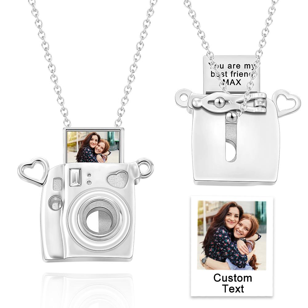 Custom Photo Engraved Necklace Camera Pendant Necklace Creative Gift for Friend