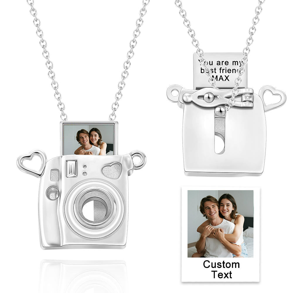 Custom Photo Engraved Camera Necklace Pendant Necklace Creative Gift for Her Couple gifts