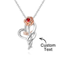 Personalized Rose Necklace with Red Birthstone Pretty Gift for Mom