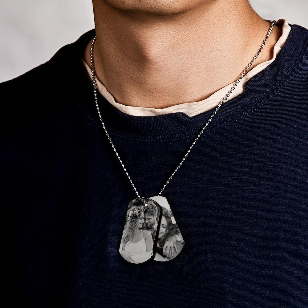 Custom Double Dog Tag Necklace Personalized Men's Jewelry for Wedding Gift And Anniversary