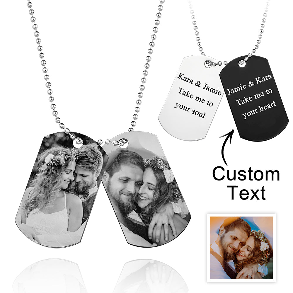 Custom Double Dog Tag Necklace Personalized Men's Jewelry for Wedding Gift And Anniversary