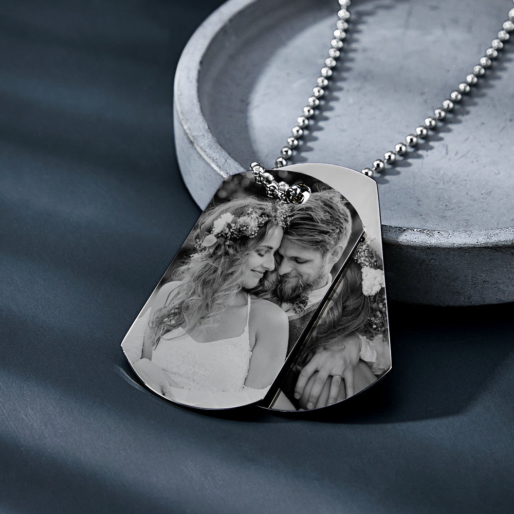 Custom Double Dog Tag Necklace Personalized Men's Jewelry for Wedding Gift And Anniversary