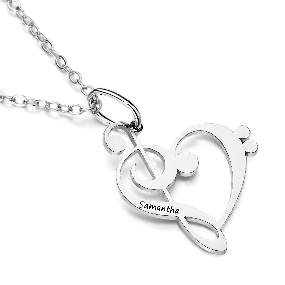 Personalized Treble Clef Bass Clef  Music Teacher Gift Engraved Necklace Music Note Appreciation Jewelry for Piano Teacher