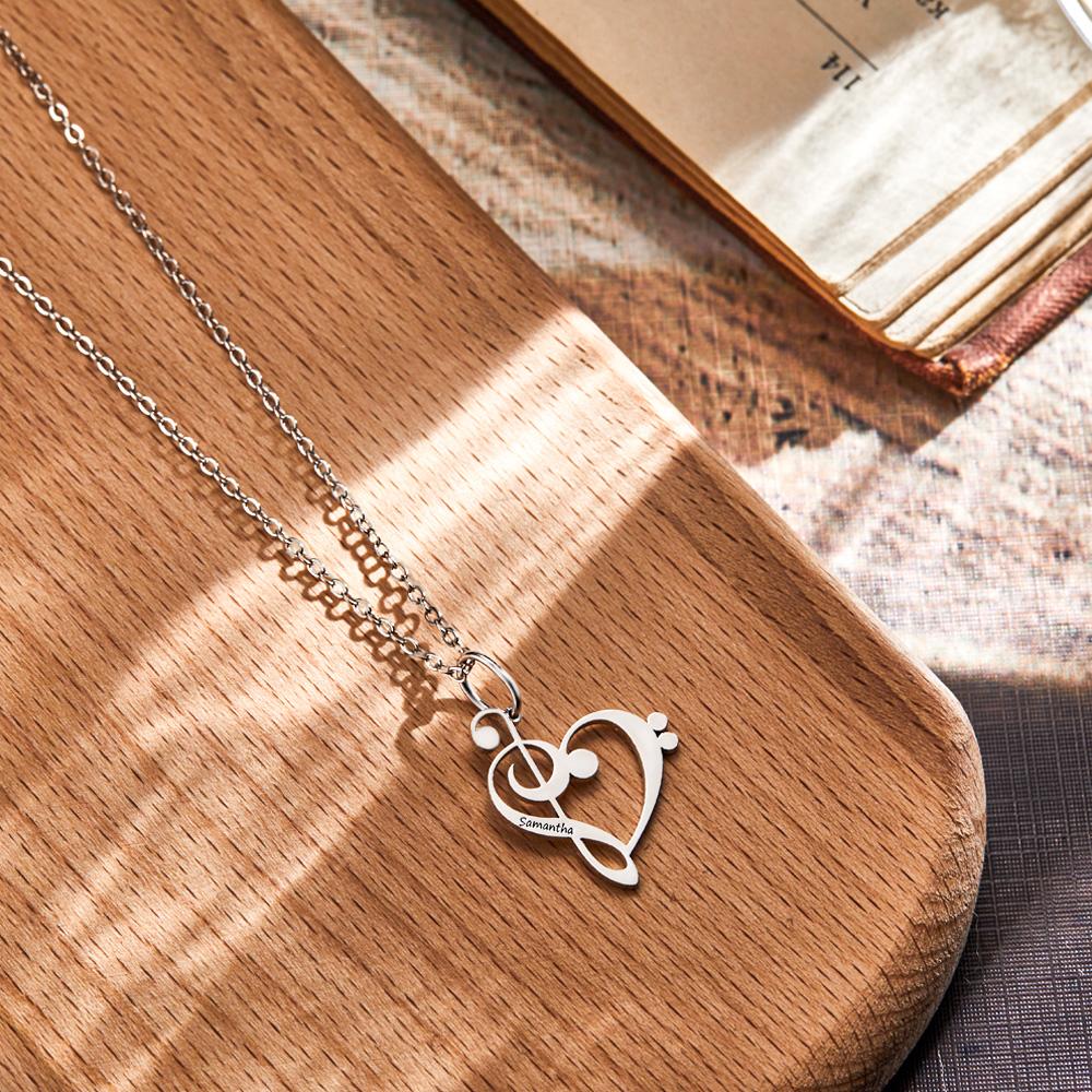 Personalized Treble Clef Bass Clef  Music Teacher Gift Engraved Necklace Music Note Appreciation Jewelry for Piano Teacher