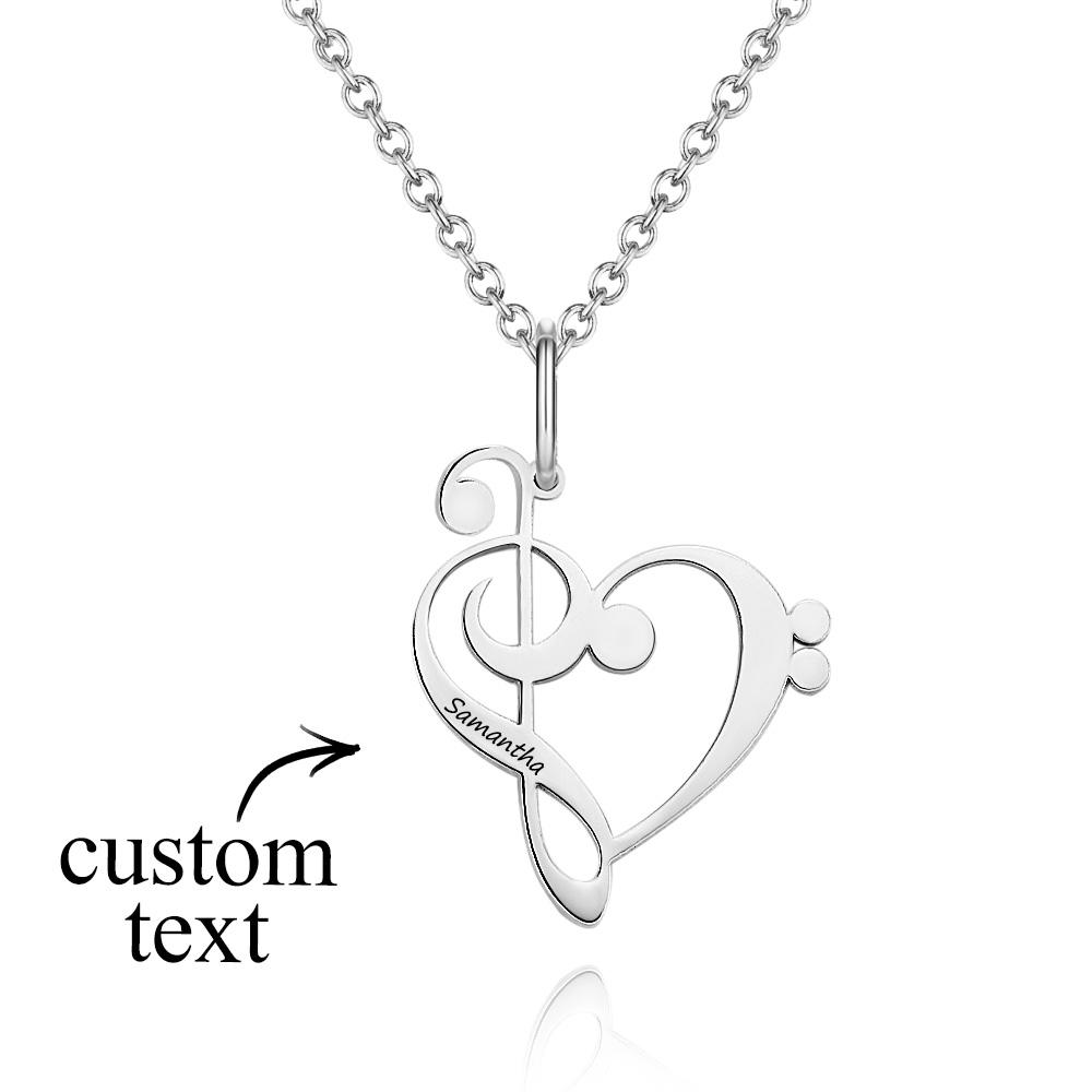 Personalized Treble Clef Bass Clef  Music Teacher Gift Engraved Necklace Music Note Appreciation Jewelry for Piano Teacher