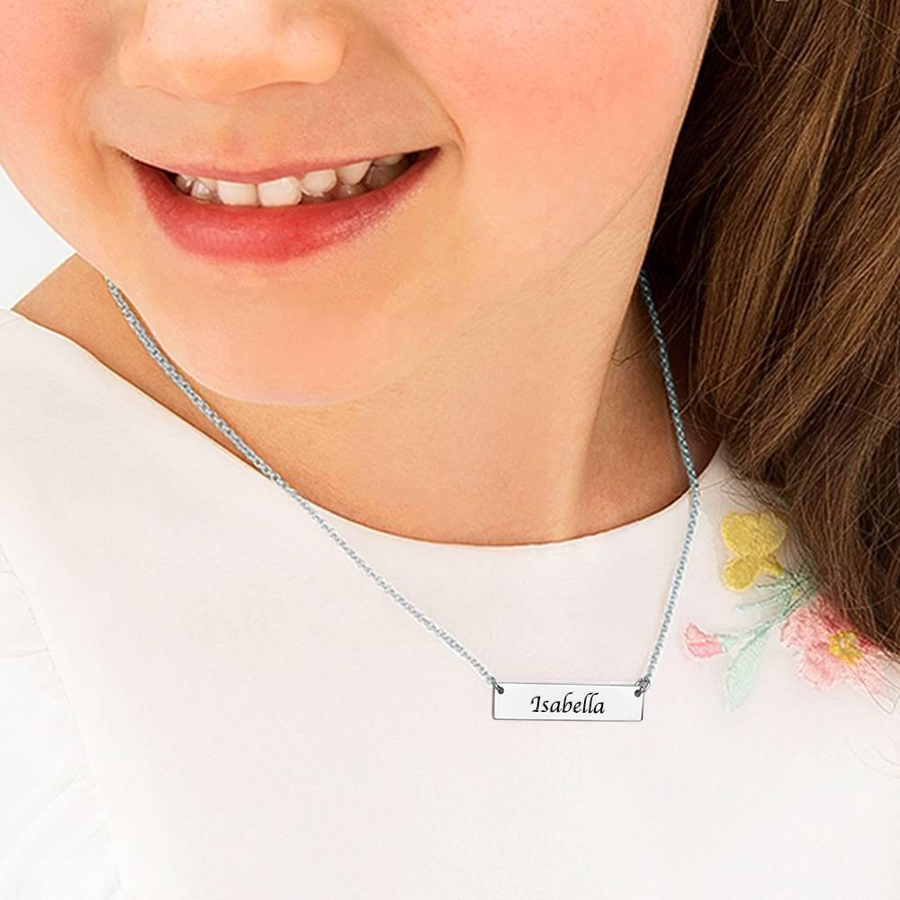Children's Engraved Bar Necklace Platinum Plated
