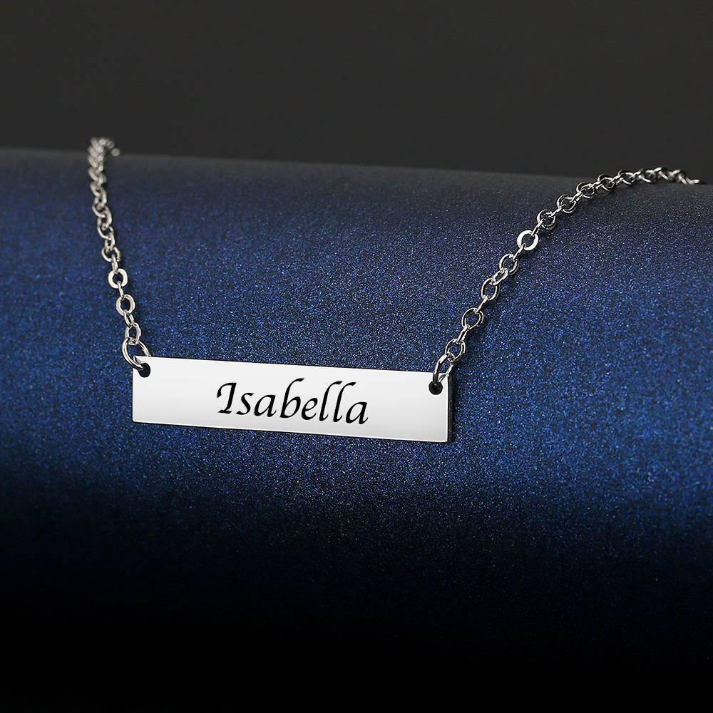 Children's Engraved Bar Necklace Platinum Plated