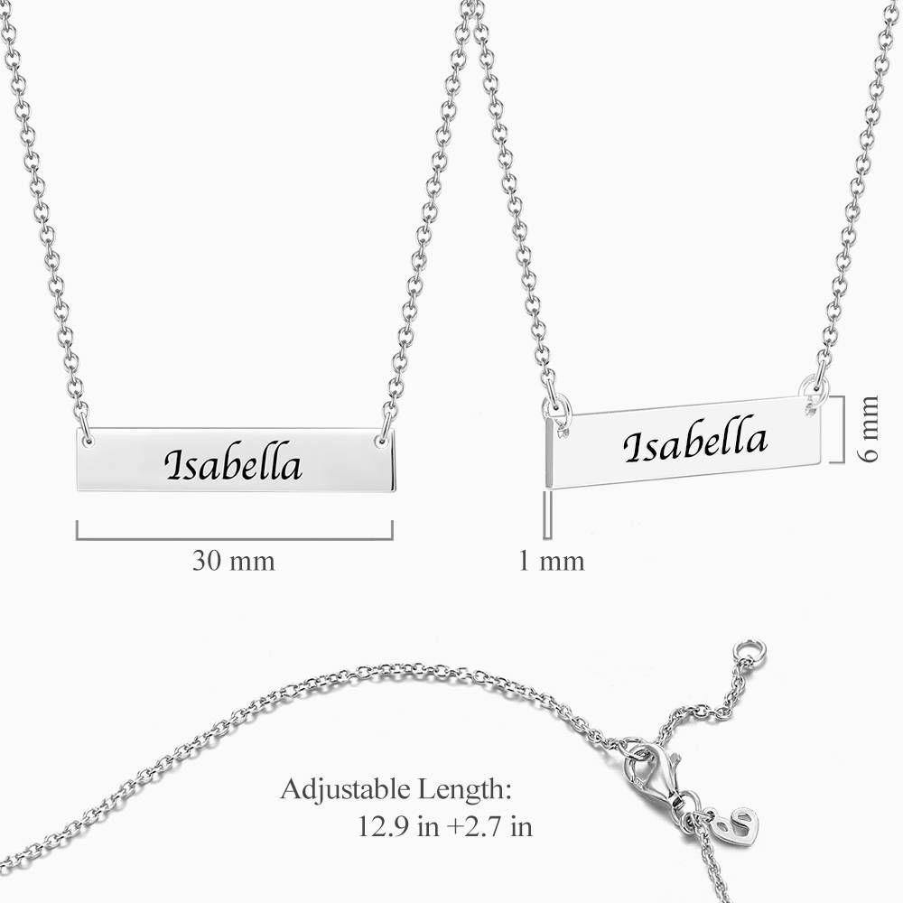 Children's Engraved Bar Necklace Platinum Plated