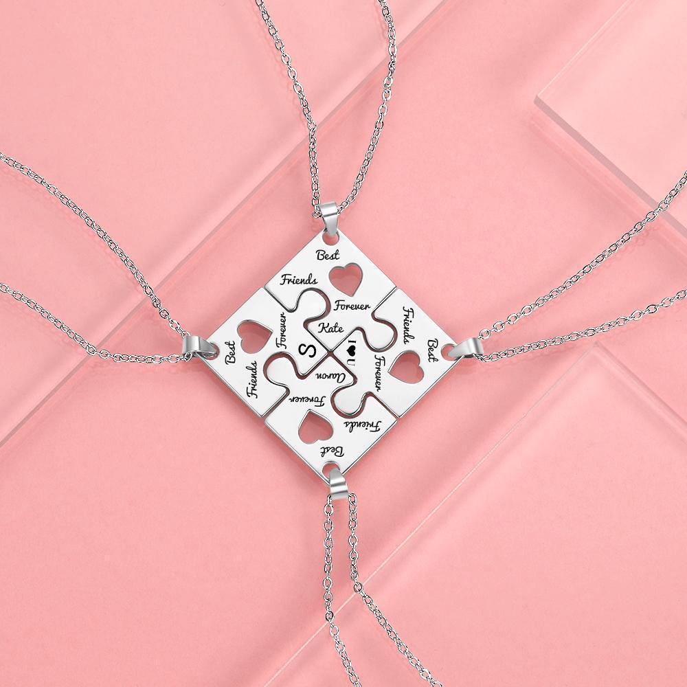 Engraved Necklace Puzzle Necklace Bridesmaid Necklace Memorial Gifts Rose Gold Plated