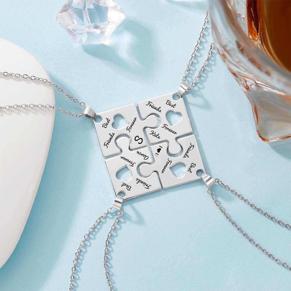Engraved Necklace Puzzle Necklace Bridesmaid Necklace Memorial Gifts Rose Gold Plated