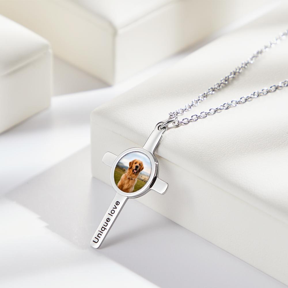 Custom Engraved Photo Necklace "Unique Love" Gifts for Pet