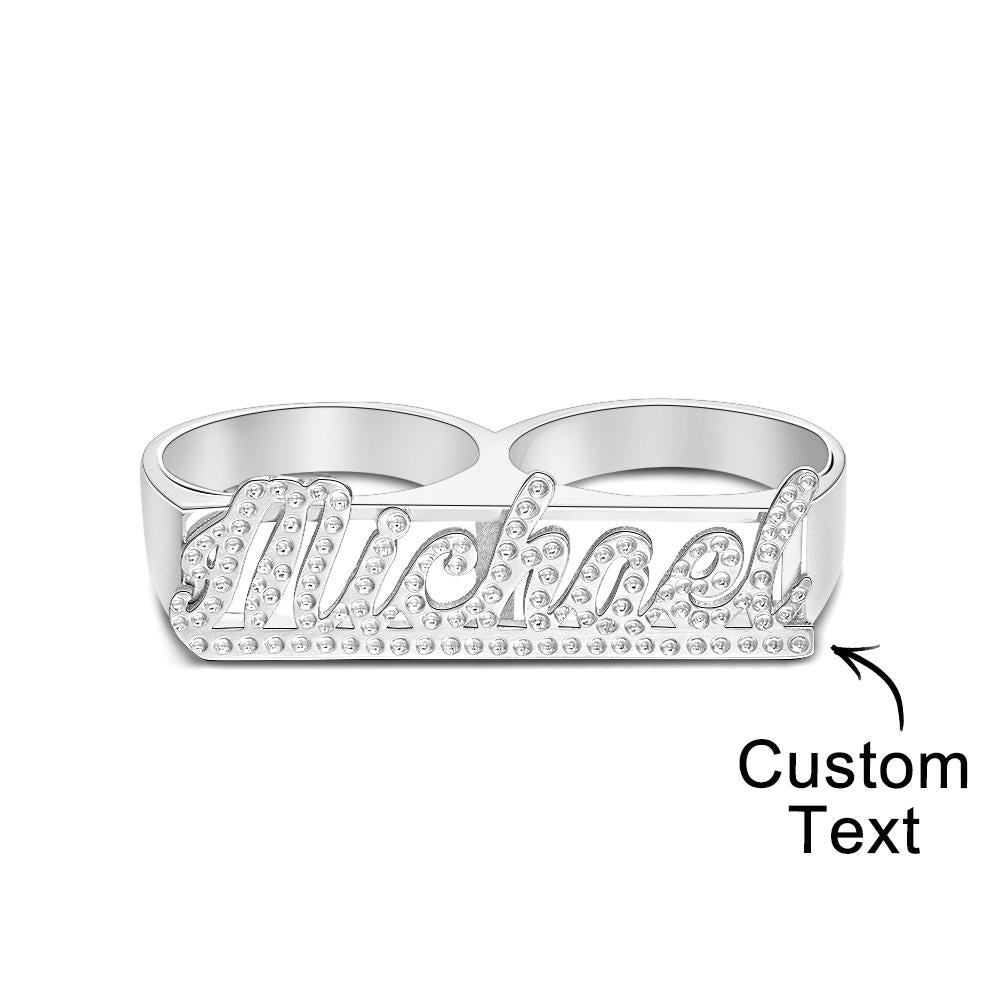 Custom Two Finger Name Ring Personalized Men's Double Band Ring Gift for Him