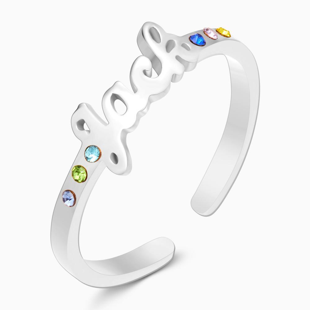 Custom Name Ring Six Birthstones Valentine's Day Gift