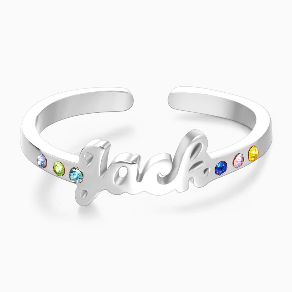 Custom Name Ring Six Birthstones Valentine's Day Gift