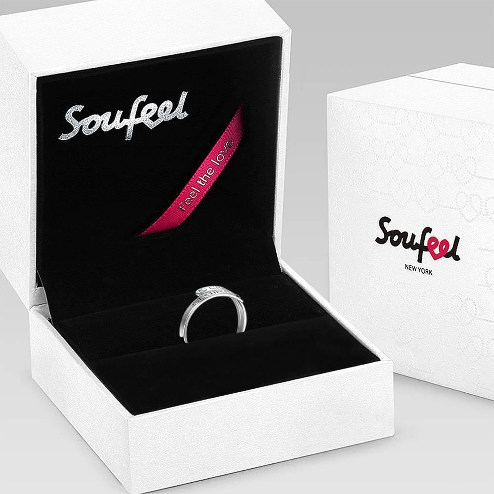 Personalised Birthstone Wrap Ring, Engraved Ring Couple's Gift Platinum Plated
