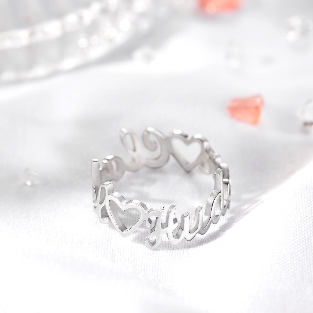 Custom Engraved Ring Heart-shaped Name Ring Unique Gift for Her