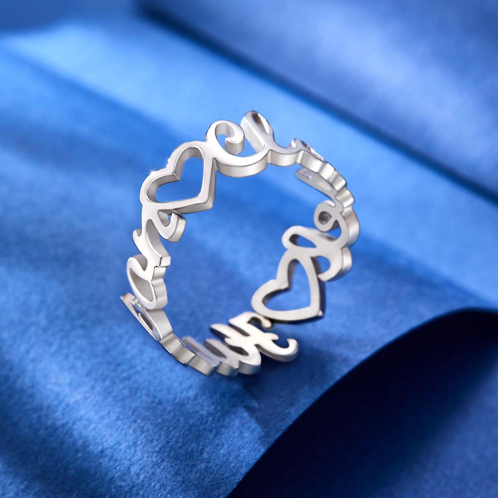 Custom Engraved Ring Heart-shaped Name Ring Unique Gift for Her