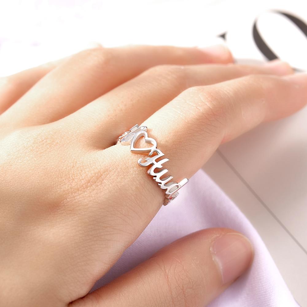 Custom Engraved Ring Heart-shaped Name Ring Unique Gift for Her