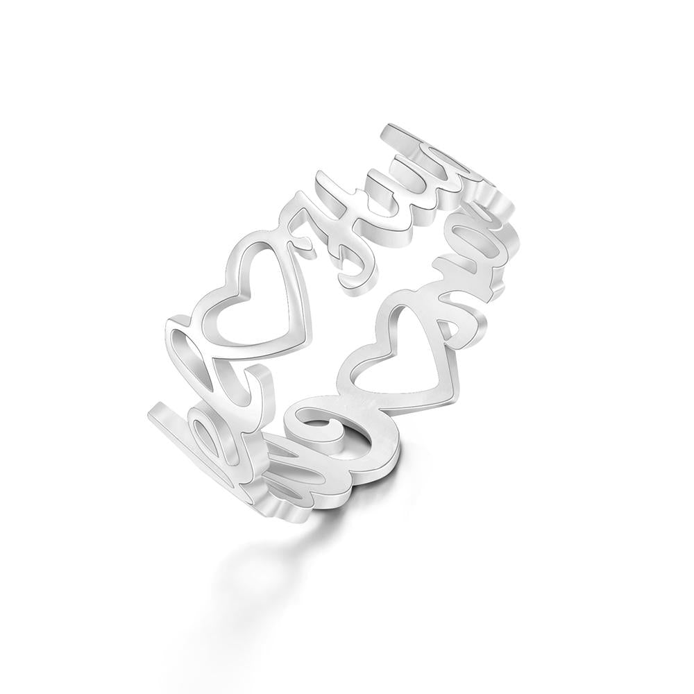 Custom Engraved Ring Heart-shaped Name Ring Unique Gift for Her
