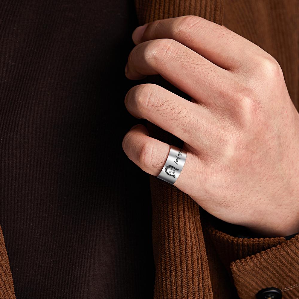 Custom Men's Ring Personalized Photo Ring With Engraved Girlfriend Perfect Gift For Boyfriend On Valentine's Day