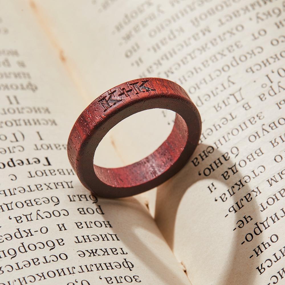 Custom Wood Ring Personalized Ring Engraved Wedding Ring Wooden Ring Mens Jewelry