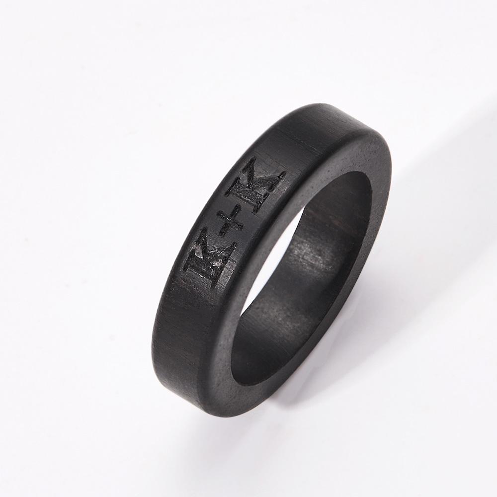 Custom Wood Ring Personalized Ring Engraved Wedding Ring Wooden Ring Mens Jewelry