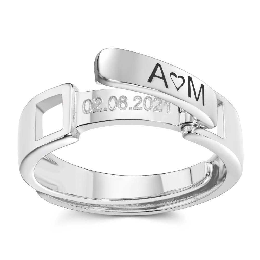 Stackable Name Ring Personalized Custom Name and Date Ring Anniversary Wedding Gift for Her