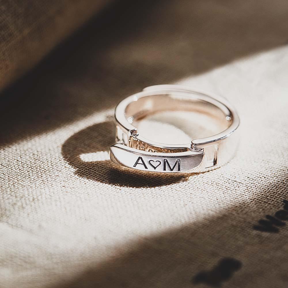 Stackable Name Ring Personalized Custom Name and Date Ring Anniversary Wedding Gift for Her