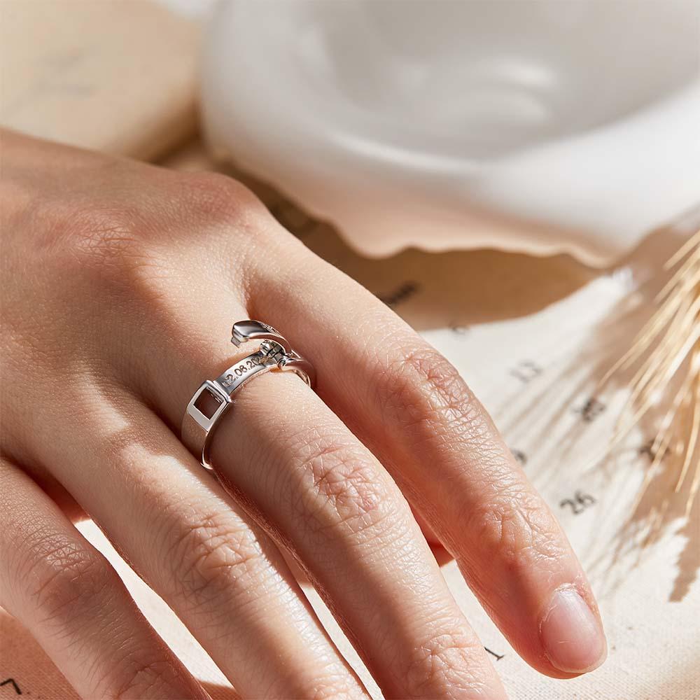 Stackable Name Ring Personalized Custom Name and Date Ring Anniversary Wedding Gift for Her