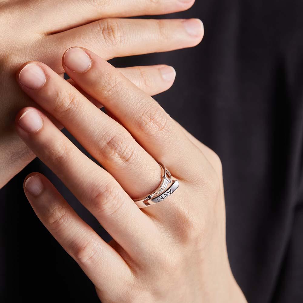 Stackable Name Ring Personalized Custom Name and Date Ring Anniversary Wedding Gift for Her