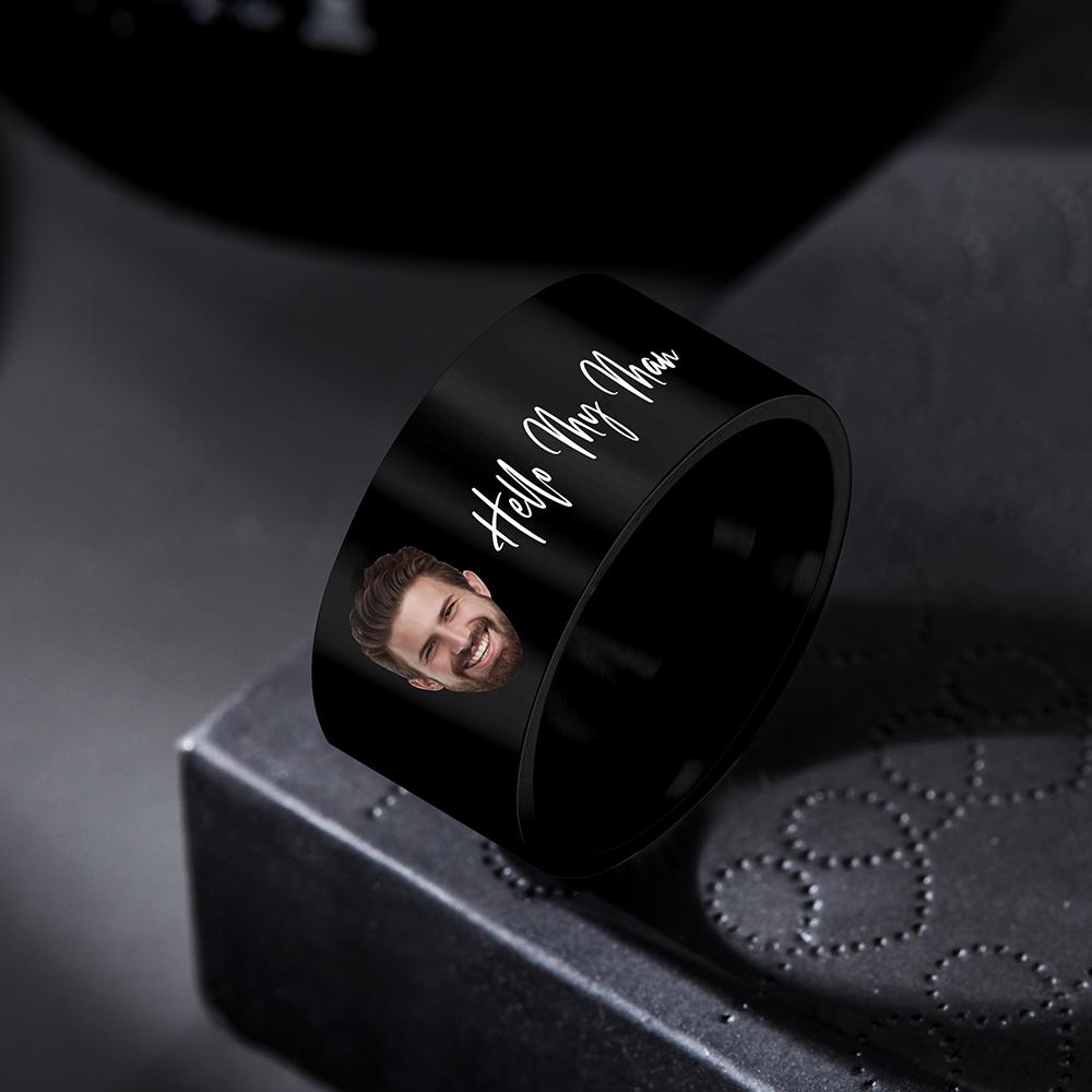 Personalized Engraved Photo Ring Custom Mens Signet Ring Women Name Ring Family Fathers Day Gift Boyfriend Husband