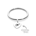 Dangle Initial Heart Ring Dainty Name Ring Gift for Her Personalized Jewelry Christmas Gift