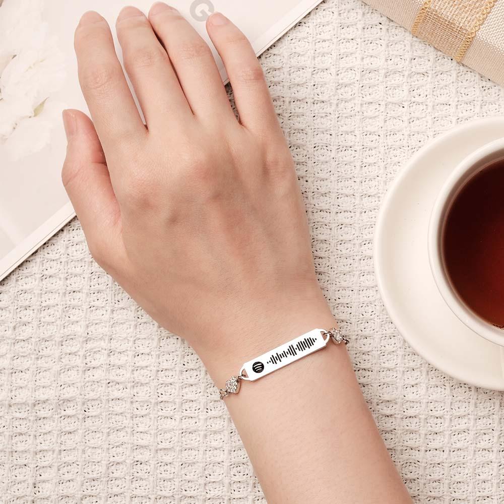 Custom Scannable Spotify Code Bracelet Diamond Heart Metal Creative Gifts
