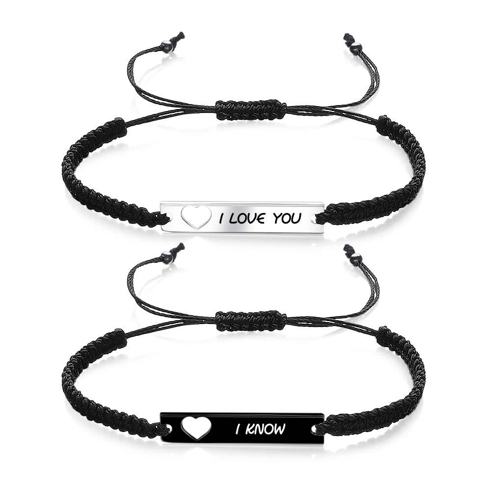 Custom Engraved Bracelet Hollow Heart Couple Memorial Gifts