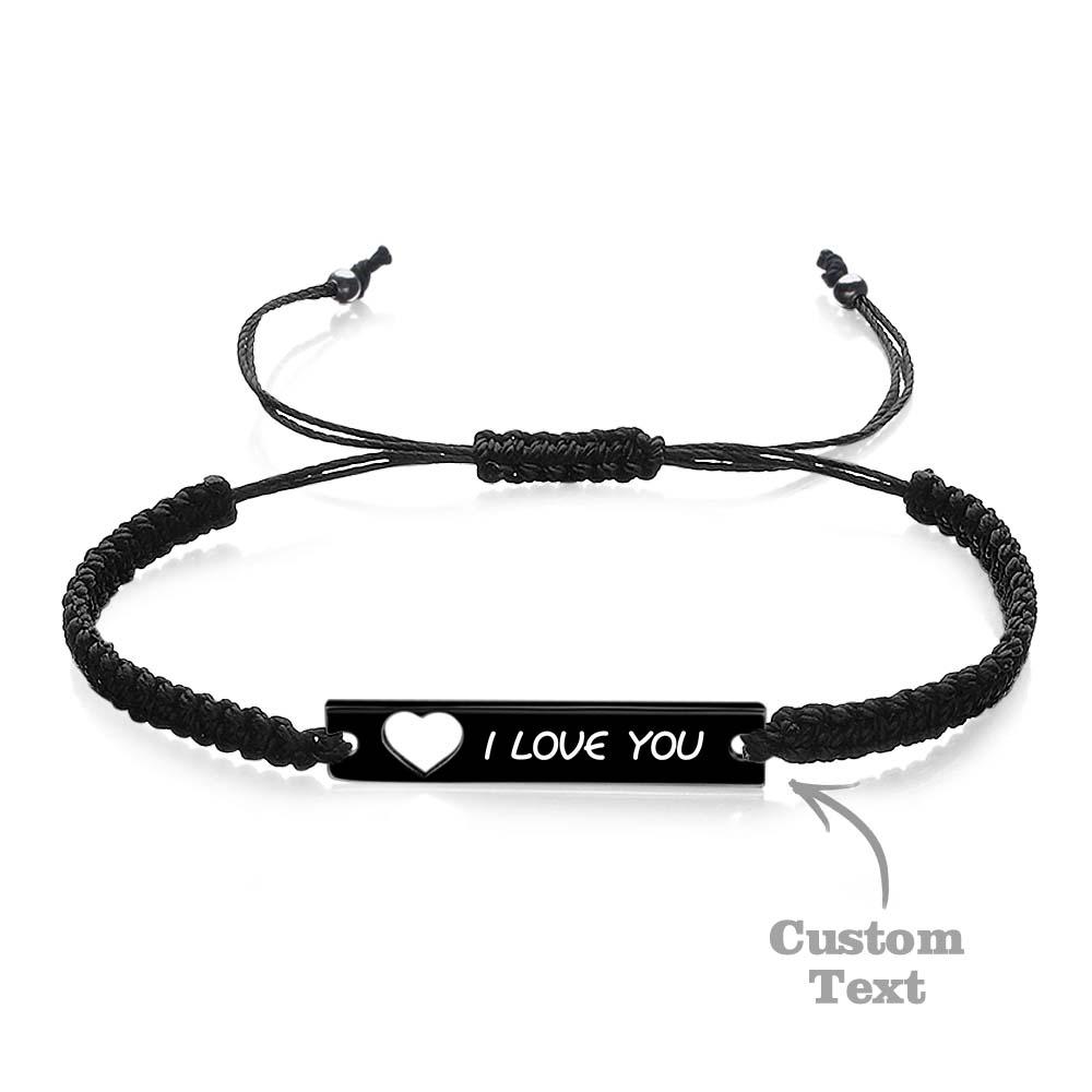 Custom Engraved Bracelet Hollow Heart Couple Memorial Gifts