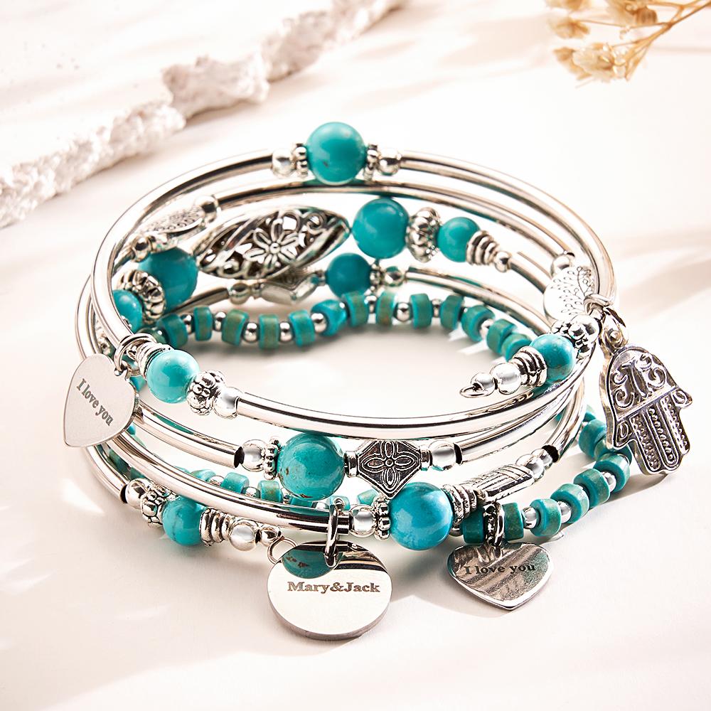 Custom Name Bracelet Bohemia Style Mash Up Gift for Her