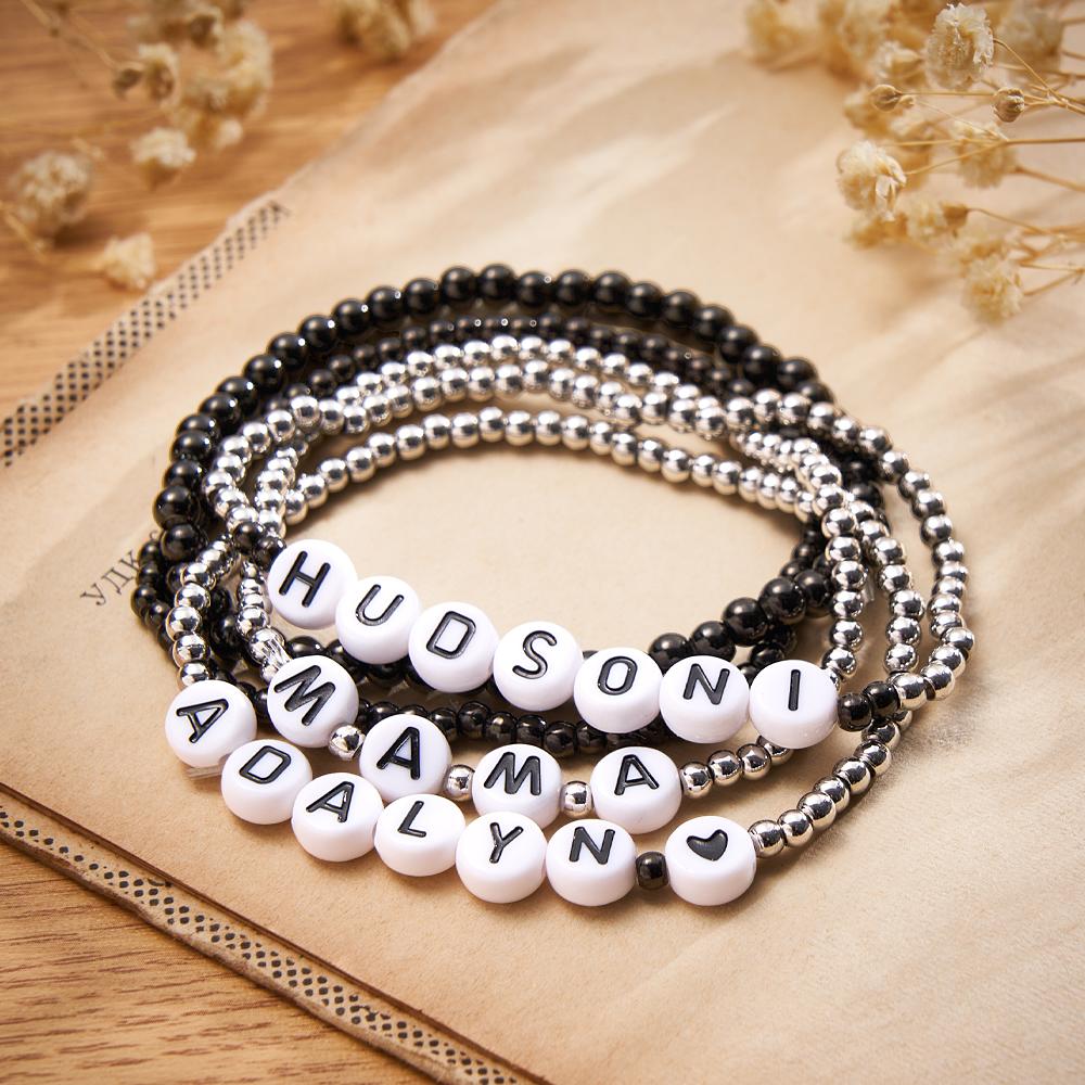 Custom Name Bracelet Stack Beads Fashion Gift