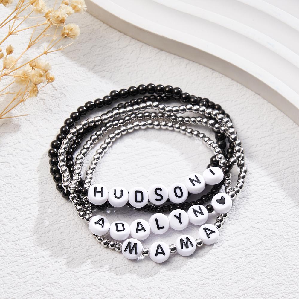 Custom Name Bracelet Stack Beads Fashion Gift