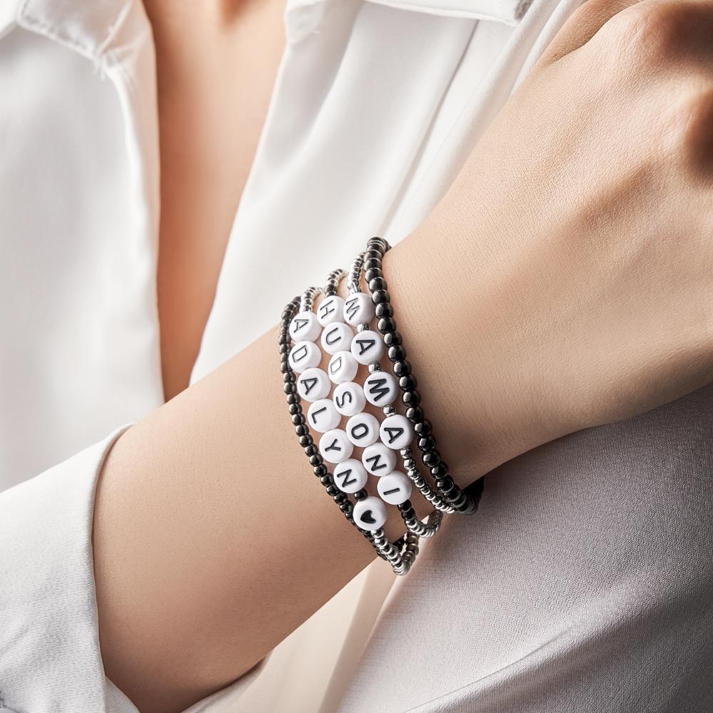 Custom Name Bracelet Stack Beads Fashion Gift