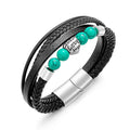 Custom Engraved Bracelet Street Hip-hop Braided Stack Leather Men's Gift