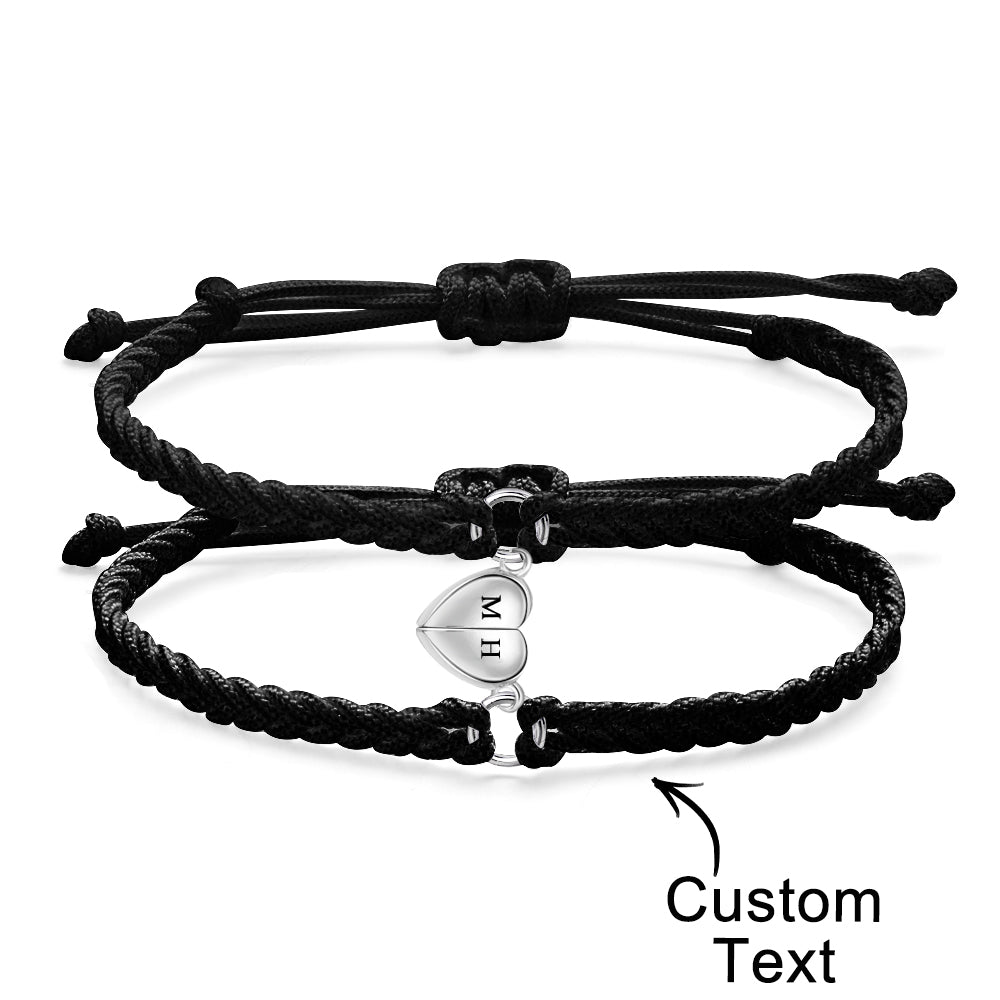 Custom Letter Bracelet Woven Heart Magnetic Couple Gift