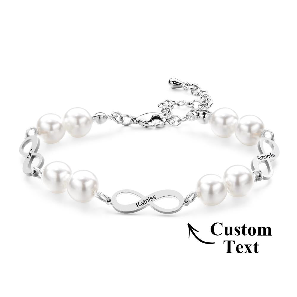Custom Engraved Bracelet Infinity Love Pearl Romantic Gift