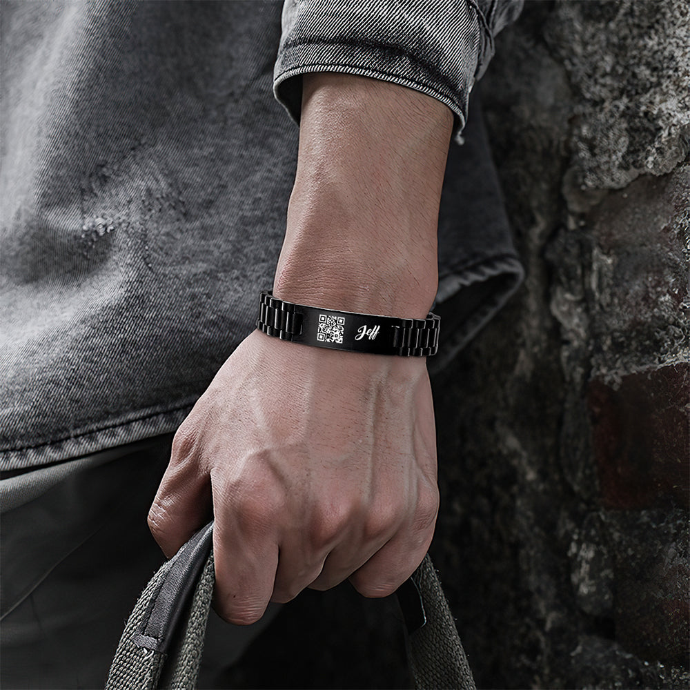Personalized Code Bracelet For Men Bracelet Engraved Masculine Stainless Steel Bracelet Gift For Him