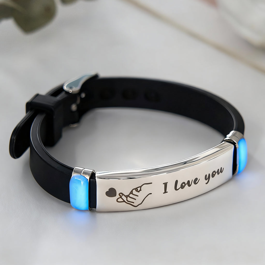 Custom Engraved Man Bracelet Personalized Light-up Silicone Bracelet Couple Bracelet for Boyfriend